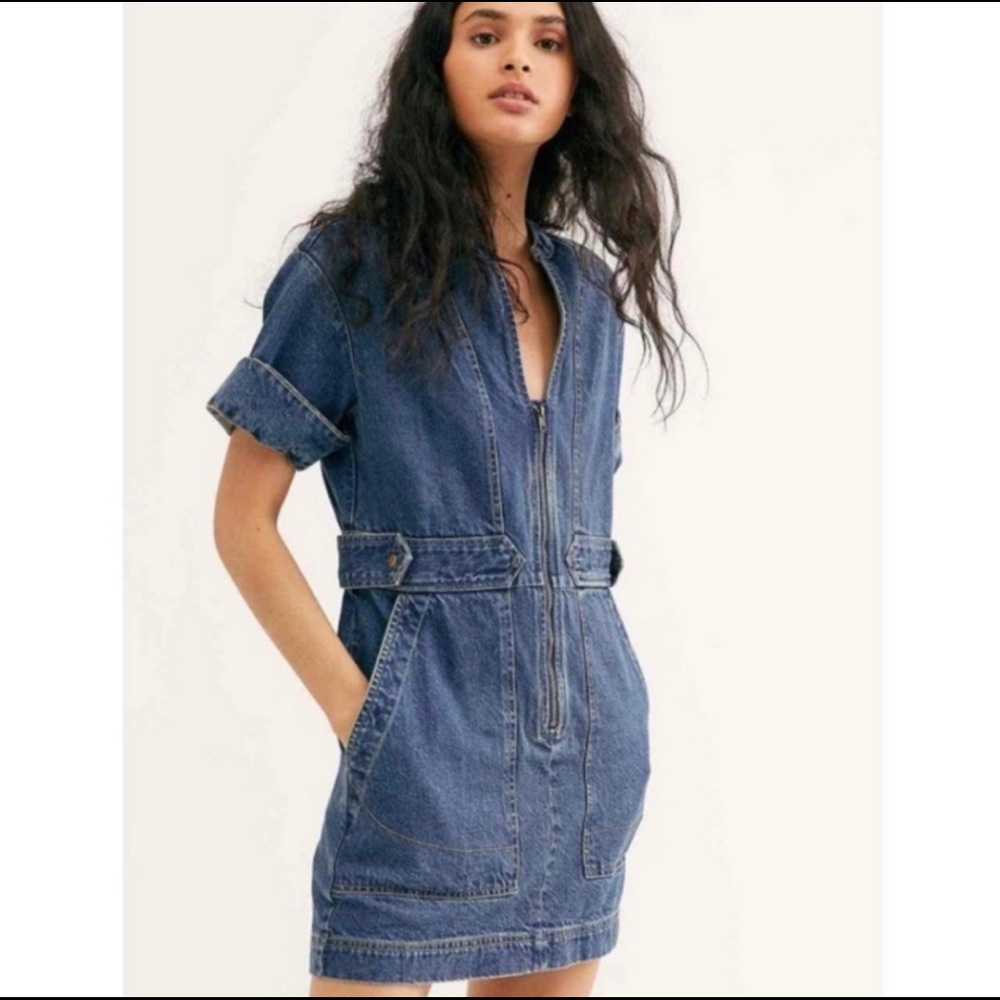 NWT free people dream on denim Mini dress